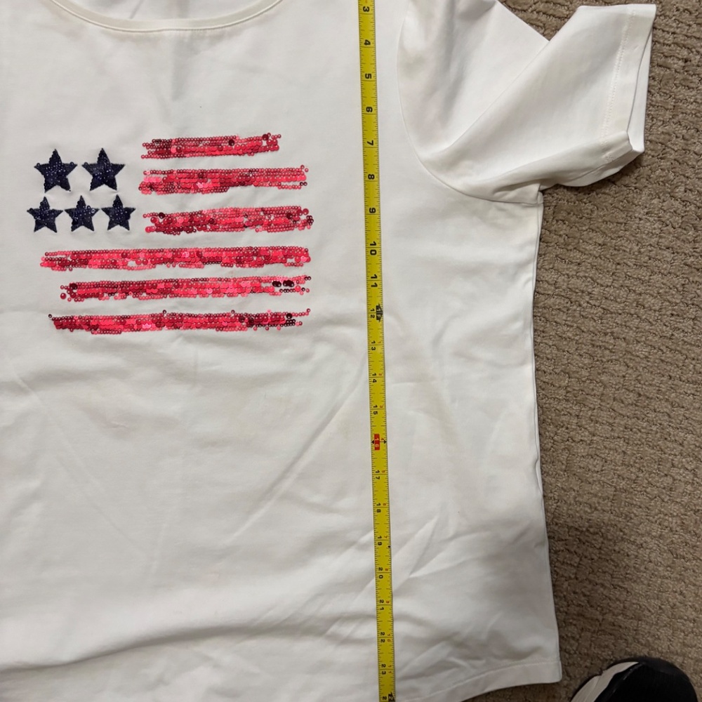 Chico's tee with sequin embellished American flag, size 2 - Picture 5 of 6